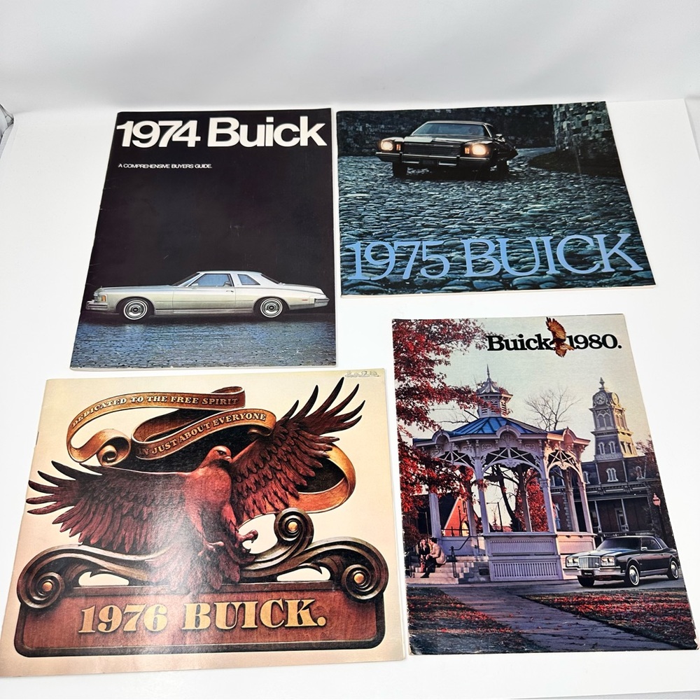 Vintage Buick 1974, 1975, 1976 and 1980 Color Catalog Booklet Brochure Set of 4